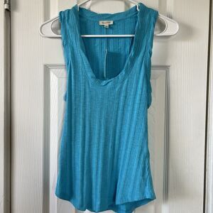 ANTHROPOLOGIE PILCRO RIBBED HAWAIIAN BLUE RACERBACK TANK TOP SIZE Small NEW